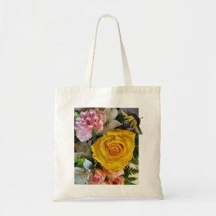 Yellow rose message tote bag