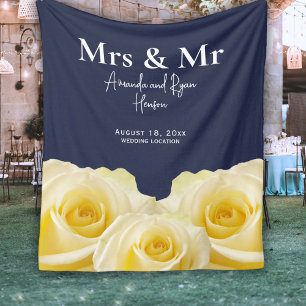 Yellow Rose Mrs. & Mr. Bridal Couple Wedding Gift Fleece Blanket