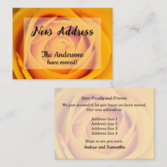 Yellow Rose New Address Announcement (Front/Back)