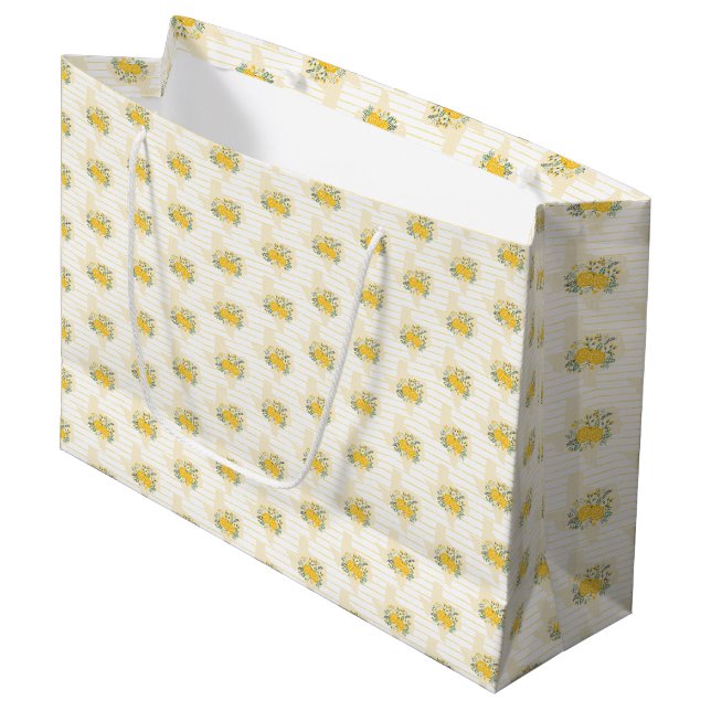 Yellow Rose of Texas - Gingham State Pattern Large Gift Bag (Front Angled)