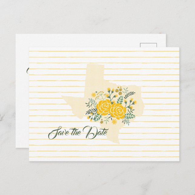 Yellow Rose of Texas - Gingham State Save the Date Postcard (Front/Back)