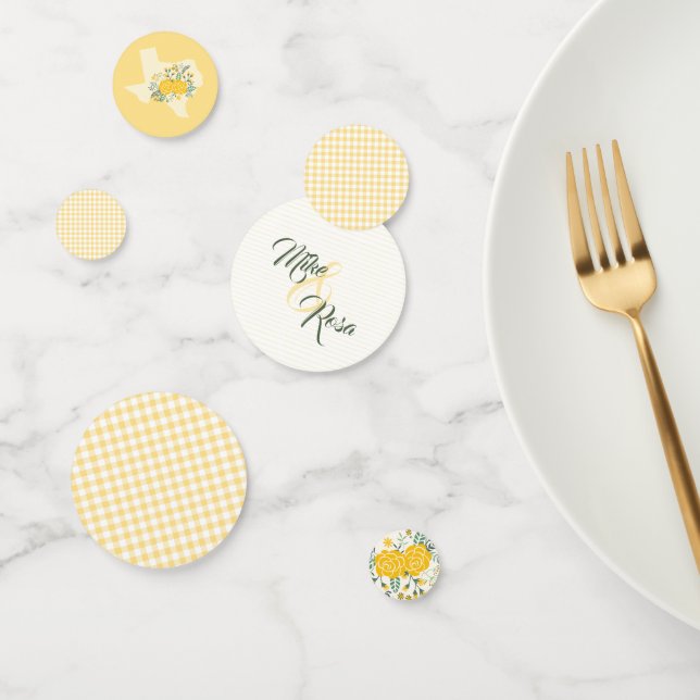 Yellow Rose of Texas - Gingham State Wedding Confetti (Group)