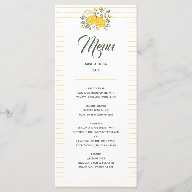 Yellow Rose of Texas - Gingham State Wedding Menu (Front)