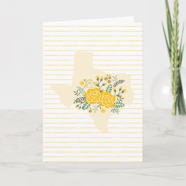 Yellow Rose of Texas - Gingham State with Roses Card (Front)
