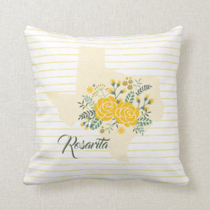 Yellow Rose of Texas - Gingham State with Roses Cushion