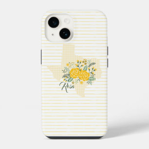 Yellow Rose of Texas - Gingham State with Roses iPhone 14 Case
