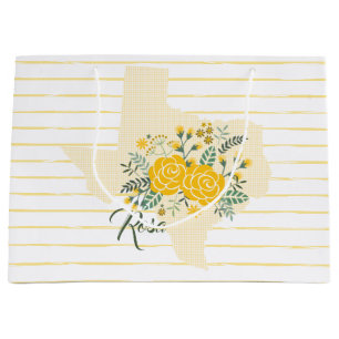 Yellow Rose of Texas - Gingham State with Roses Large Gift Bag