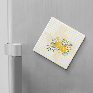 Yellow Rose of Texas - Gingham State with Roses Magnet