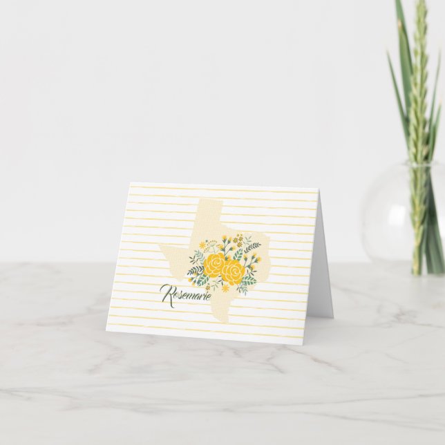 Yellow Rose of Texas - Gingham State with Roses Thank You Card (Front)