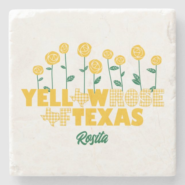 Yellow Rose of Texas - Rose Garden Stone Coaster (Front)