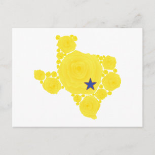 Yellow Rose of TX blue star Postcard