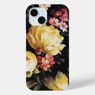 Yellow Rose On Black iPhone 15 Case