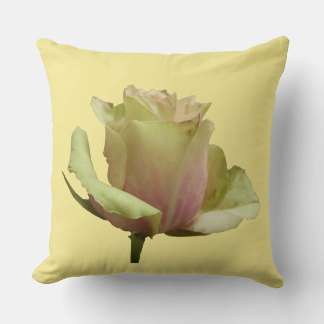 Yellow Rose on Cust. Background Colour Throw Pillo Cushion (Front)