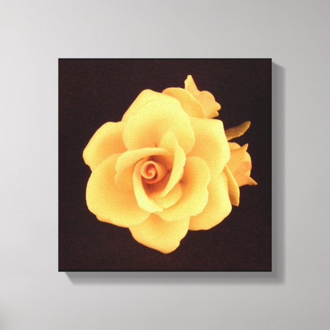 Yellow Rose on Matte Black Canvas Print (Front)