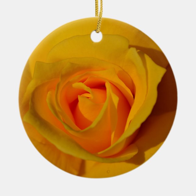 Yellow Rose, orange rose, romantic rose  Ceramic Tree Decoration (Front)