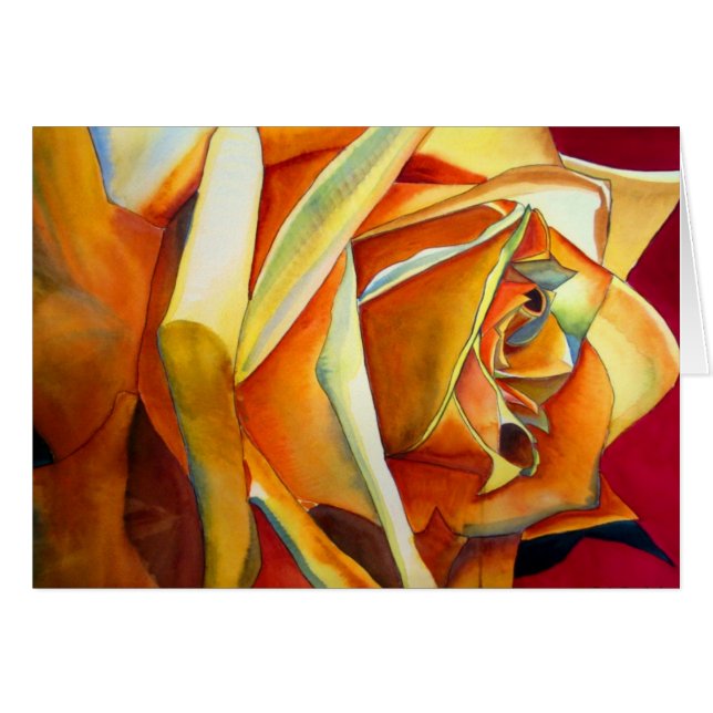 Yellow Rose original watercolor art flower (Front Horizontal)