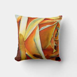 Yellow Rose original watercolor art flower Cushion