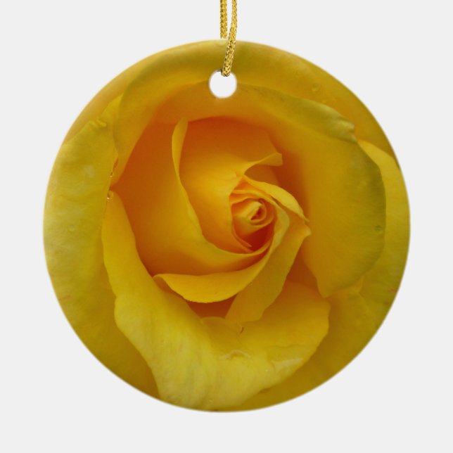 Yellow Rose Ornament Personalised Rose Decorations (Front)
