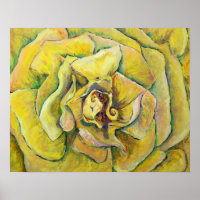 Yellow Rose Painting Flower Art Print Poster