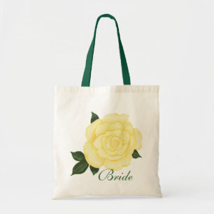 Yellow Rose Painting Wedding, Bride Floral Tote Bag