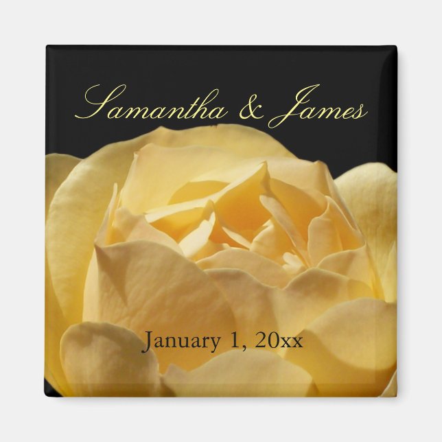 Yellow Rose Personal Wedding Magnet (Front)