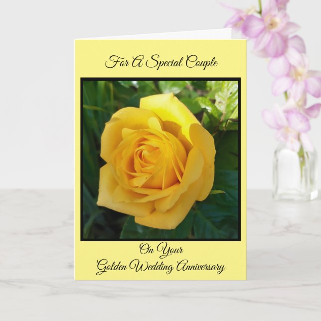 Yellow Rose Personalised 50th Wedding Anniversary Card (Orchid)