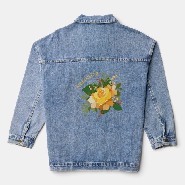 Yellow Rose Personalised Denim Jacket (Back)