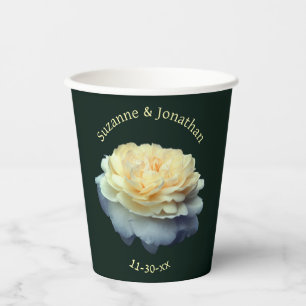 Yellow Rose Personalised Wedding Bridal Paper Cups