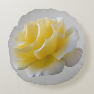 Yellow rose petals round cushion