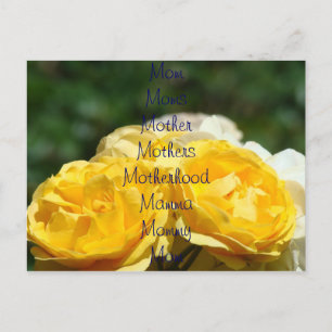 Yellow Rose Postcard Mum Moms Mother Mothers