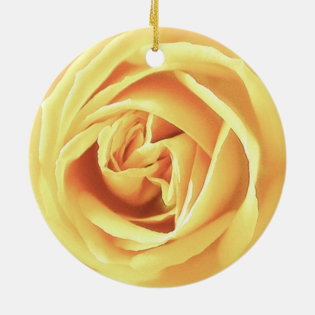 Yellow rose print ceramic tree decoration (Back)