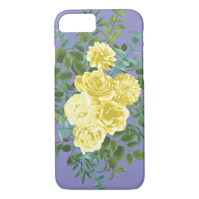 Yellow Rose & Purple Periwinkle Wedding Case-Mate iPhone Case (Back)