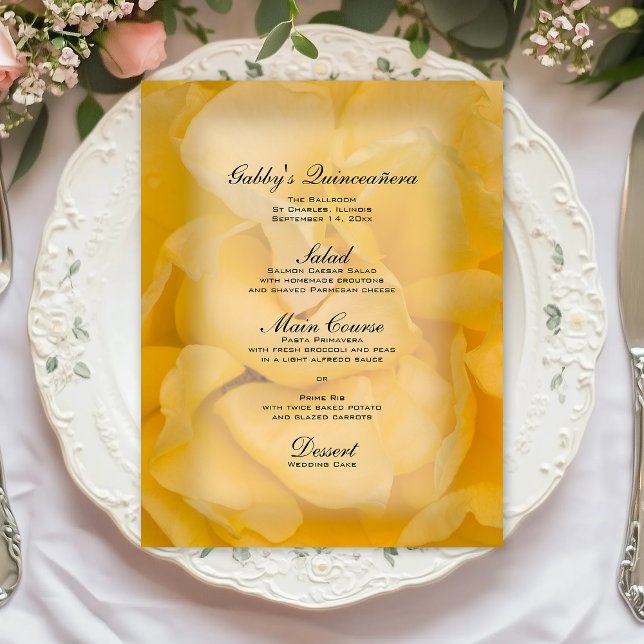 Yellow Rose Quinceañera Menu (Creator Uploaded)