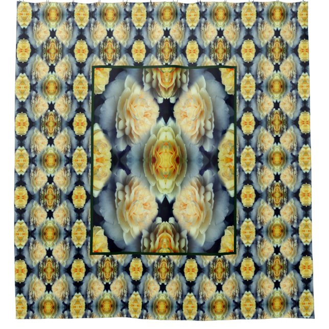Yellow Rose Raindrops Floral Abstract Shower Curtain (Front)