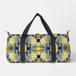 Yellow Rose Raindrops Floral Pattern Personalised Duffle Bag