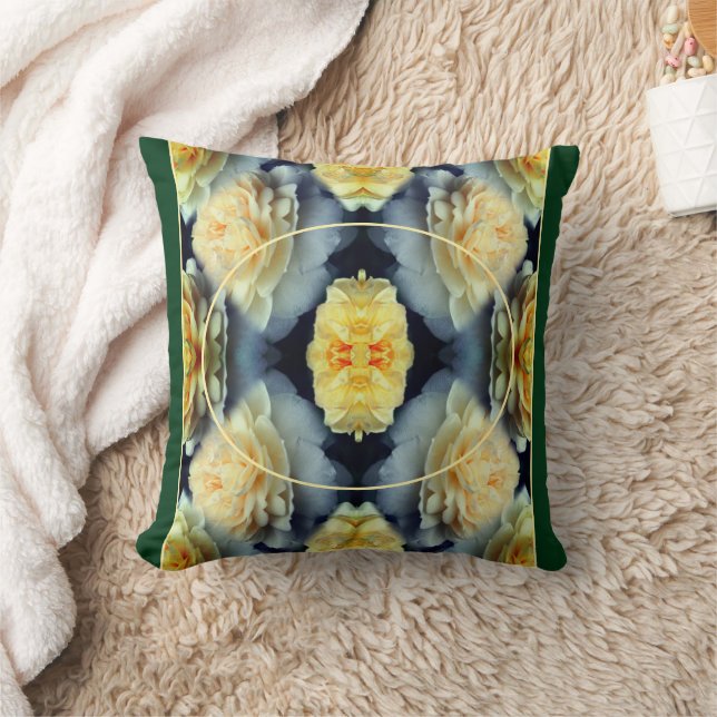 Yellow Rose Raindrops Frame Add Your Own Photo Cushion (Blanket)