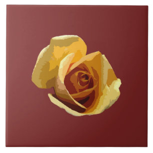 Yellow Rose, Reddish Brown Ceramic Tile