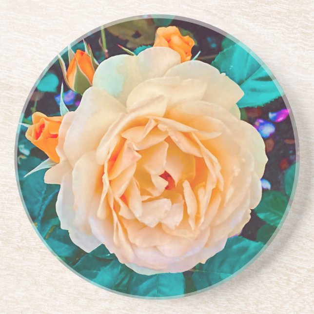 Yellow Rose Sandstone Coaster (Front)