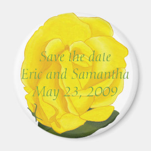 Yellow rose, Save the date wedding magnets