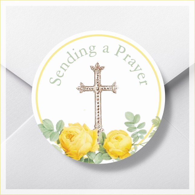  Yellow Rose Sending a Prayer Religious  Classic Round Sticker (Creator Uploaded)