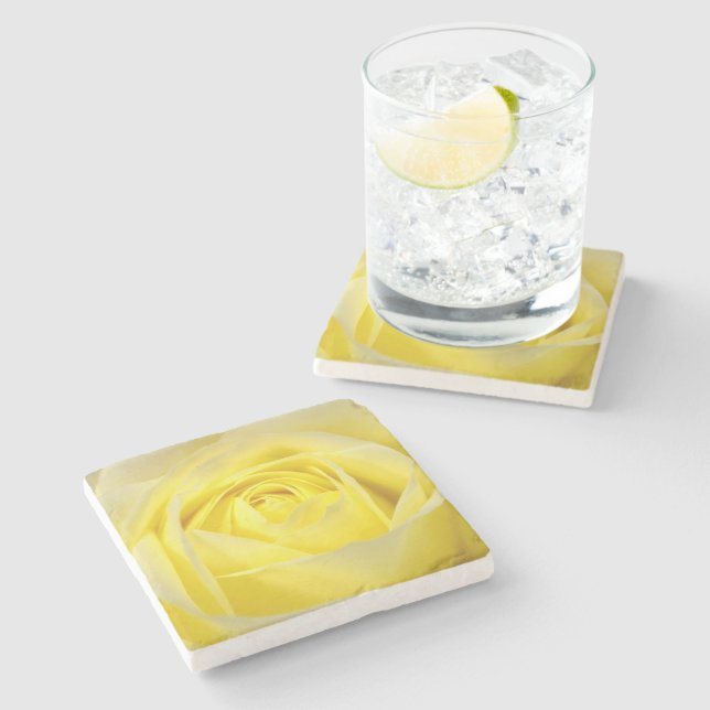 Yellow Rose Stone Coaster (Side)