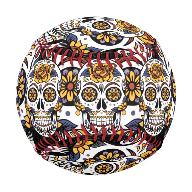 Yellow Rose Sugar Skull Baseball (Front)