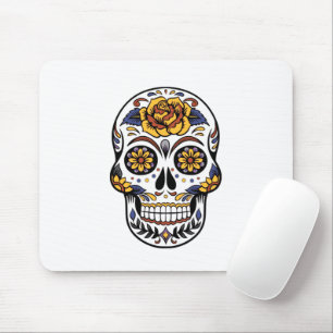 Yellow Rose Sugar Skull Mouse Pad