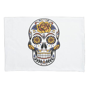 Yellow Rose Sugar Skull Pillow Case