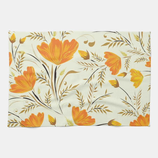 Yellow rose tea towel (Horizontal)