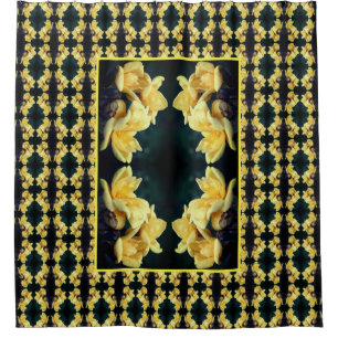 Yellow Rose Trio Abstract Pattern  Shower Curtain