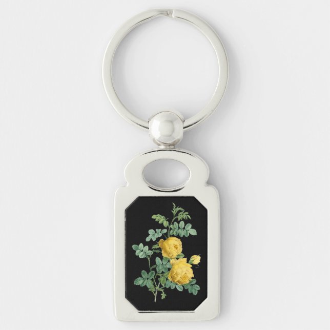 Yellow Rose vintage botanical illustration Key Ring (Front)