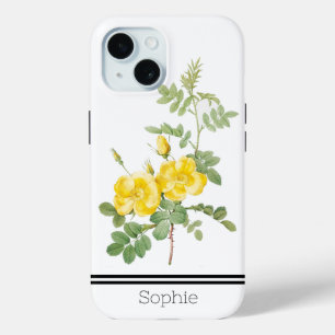 Yellow Rose Watercolor Custom iPhone 15 Case