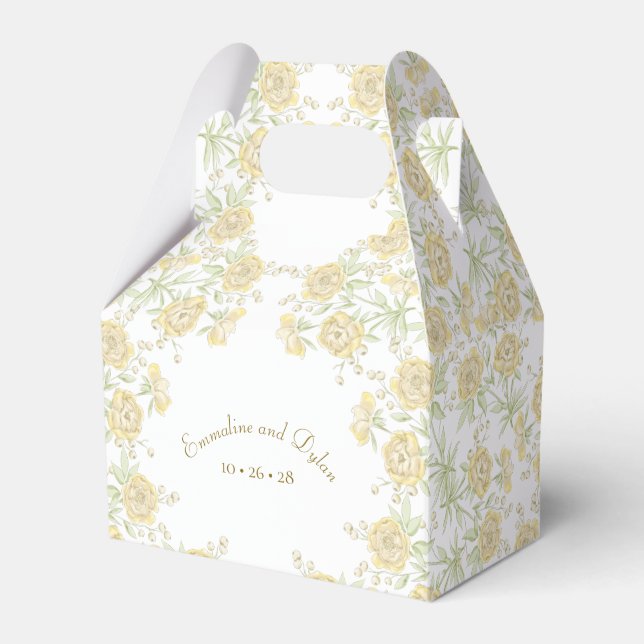 Yellow Rose Wedding Favour Box (Front Side)