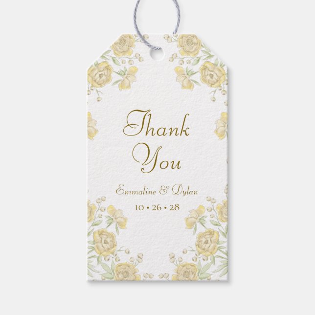 Yellow Rose Wedding Gift Tags (Front)